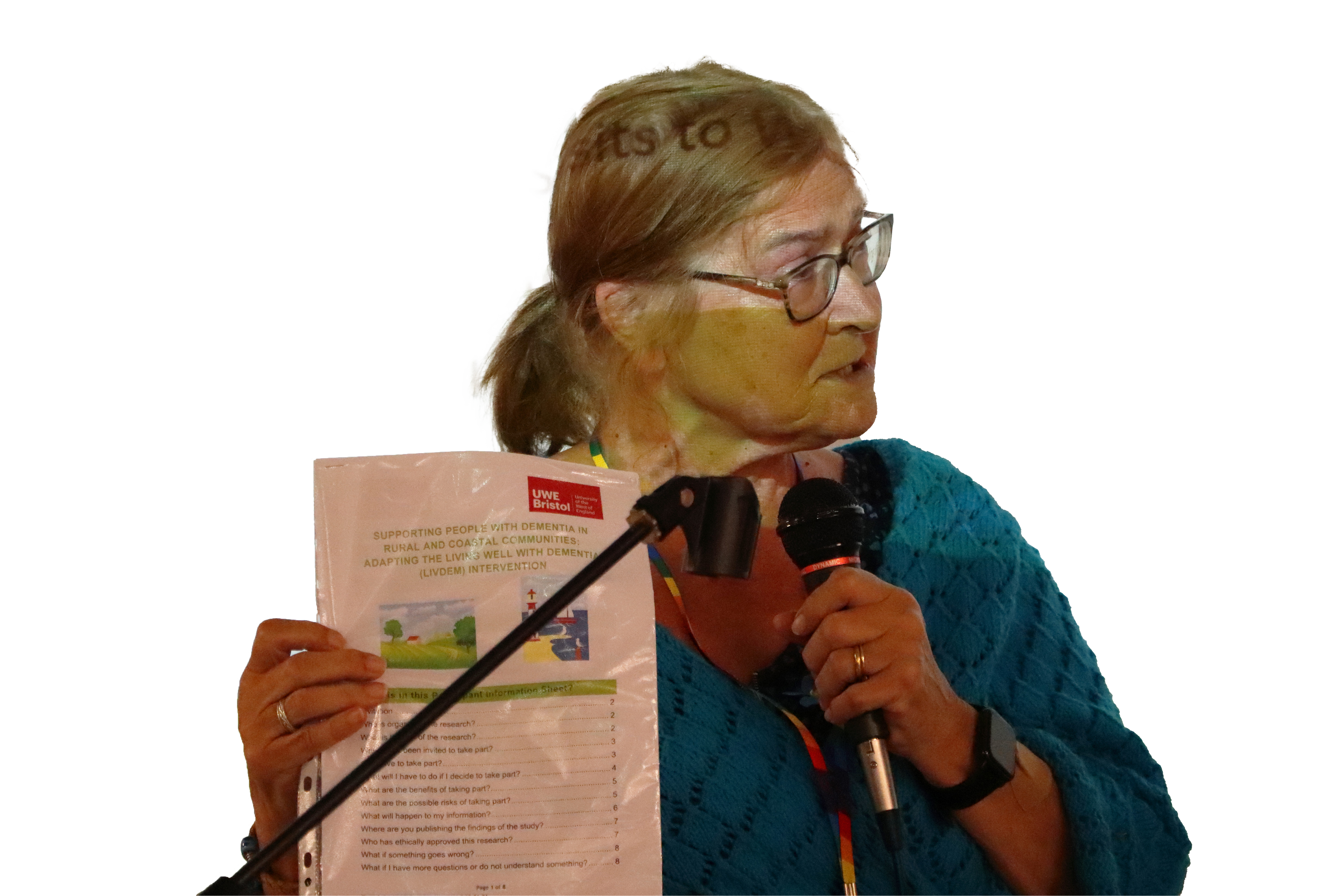 A woman holding a conference